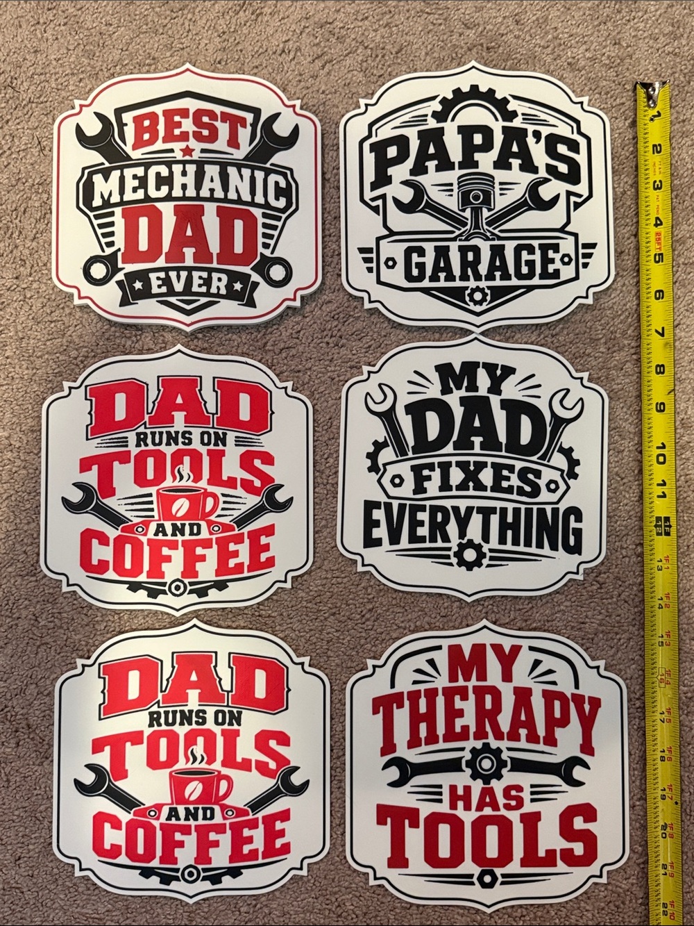 Dad Tools & Garage 3D printed - Decorative signs for your shop/wall/fridge.